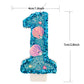 Blue Number Candle,Shell Sequins Number Candles for Birthday Cakes Mermaid Themed Party Supplies Number 1 Candle