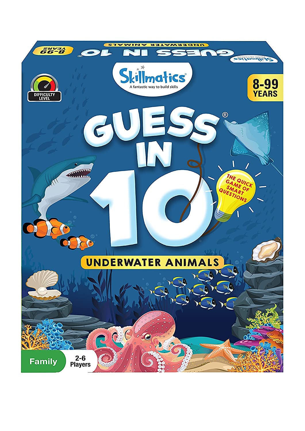 Skillmatics Card Game - Guess in 10 Underwater Animals, Multi Color, Ages 8+, Model SKILL144GUA