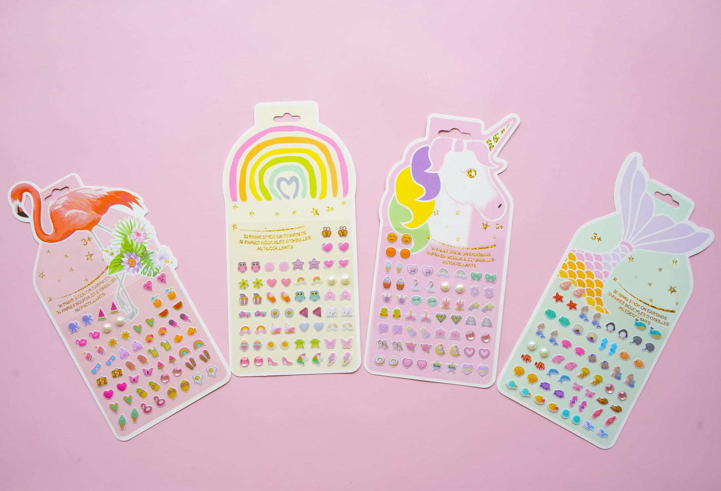 Koutey Stick On Earrings - 3D Unicorn Glitter Stickers, Small, Multicolor, Self-Adhesive Craft Gems