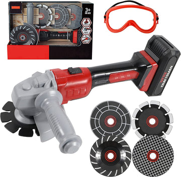 Sistracia Kids Mini Angle Grinder Toy Tool Set, Pretend Play Series Outside Construction Work Shop Toy Tool With 4 Grinder Wheel