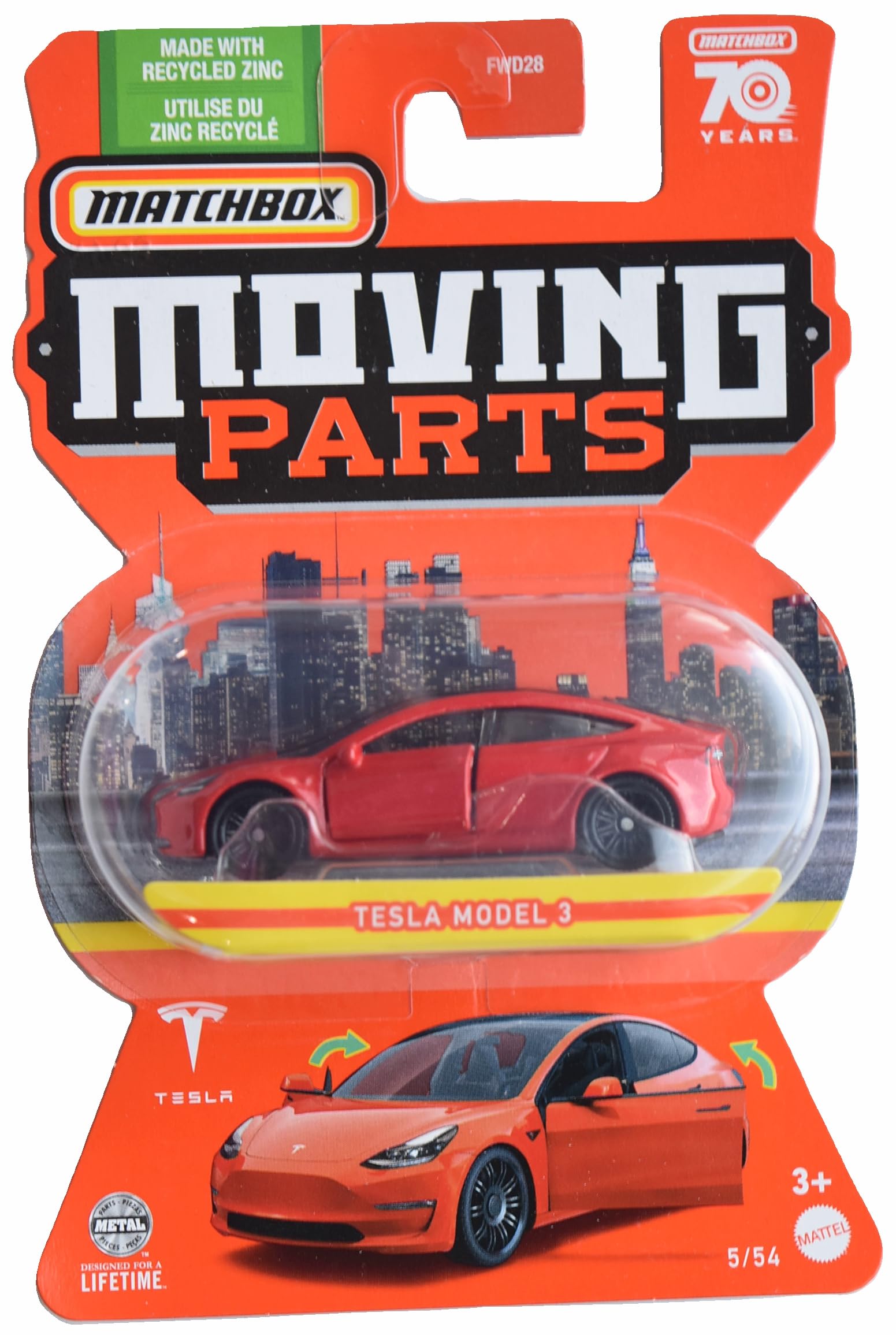Matchbox Tesla Model 3, Moving Parts [Red] 5/54