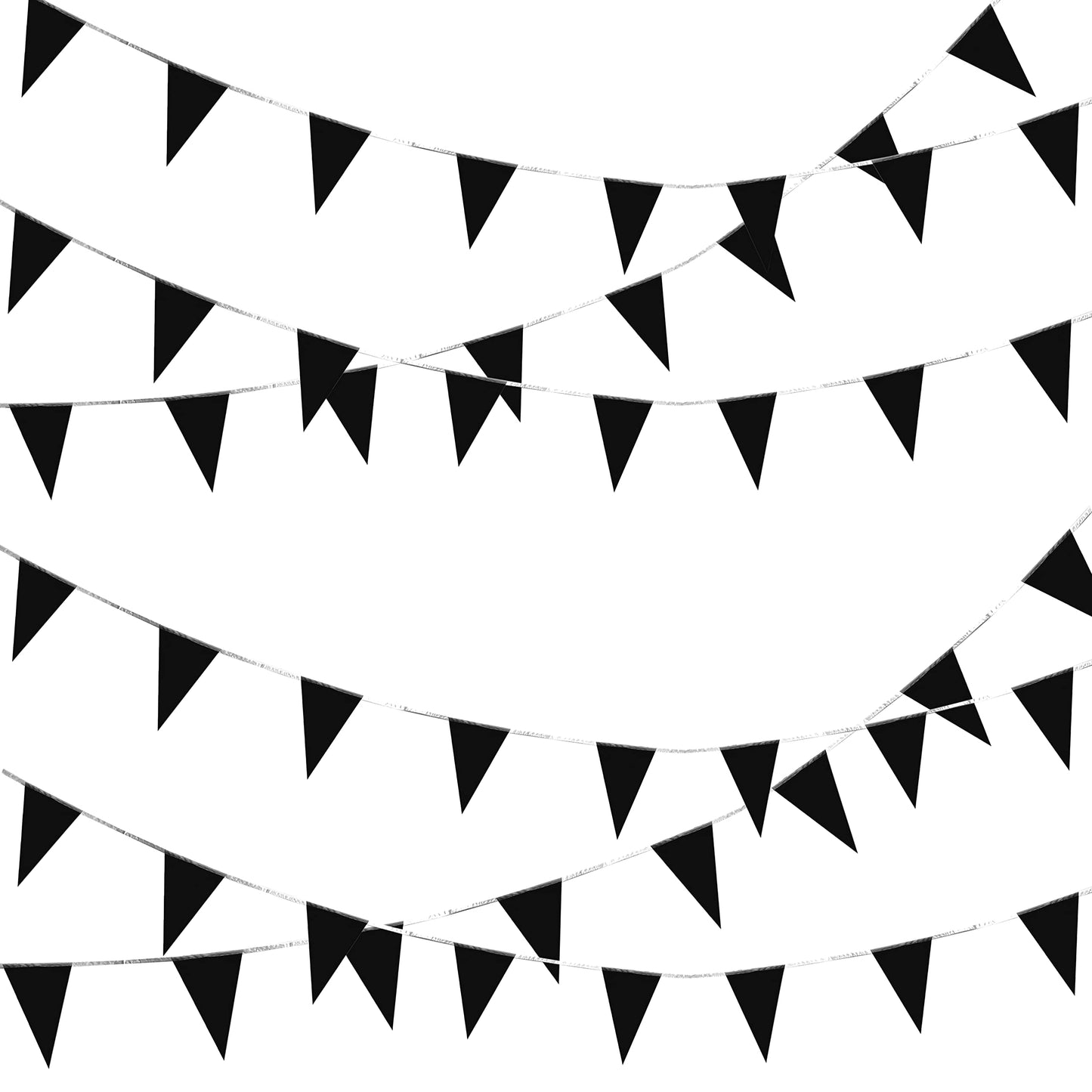Weitbf 50Ft 30Pcs Black Pennant Banners Flags String Triangle Diy Bunting Flags,Party Decorations For Grand Opening,Kids Birthda