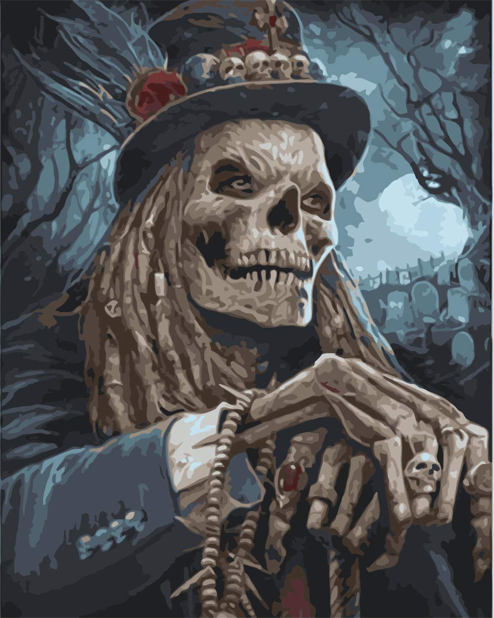 KOMI DIY Paint by Numbers for Adults Beginner, Paint by Number Kits on Canvas Painting by Number, Skull Gentleman 16x20inch