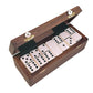 Marion Domino Double Six Creamy Blush Jumbo Tournament Professional Size With Spinners In Dovetail Sheesham Wood Box