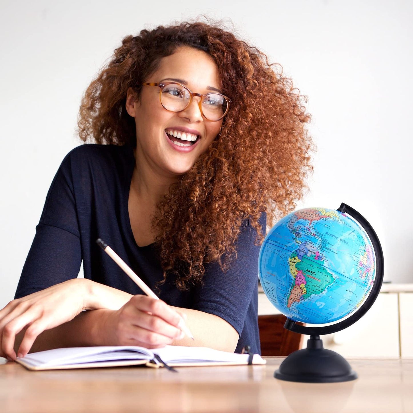 Juvale Rotating World Globe With Stand For Kids Learning, 8-Inch Spinning Earth Globe For Classroom Geography Education