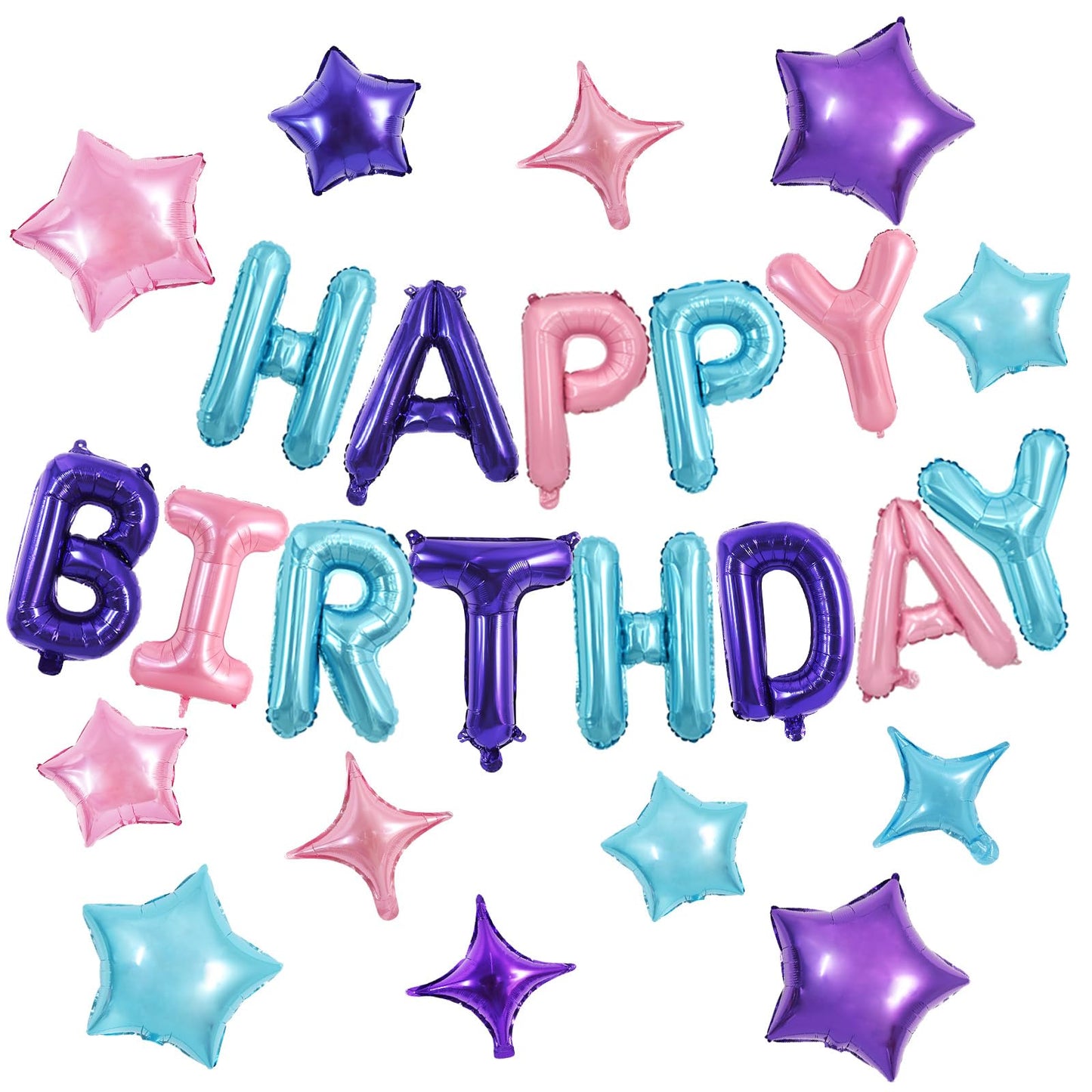 TONIFUL 35PCS Happy Birthday Decorations Kit 16 Inch Happy Birthday Balloon Banner with Star Balloons Mylar Foil Birthday Party 