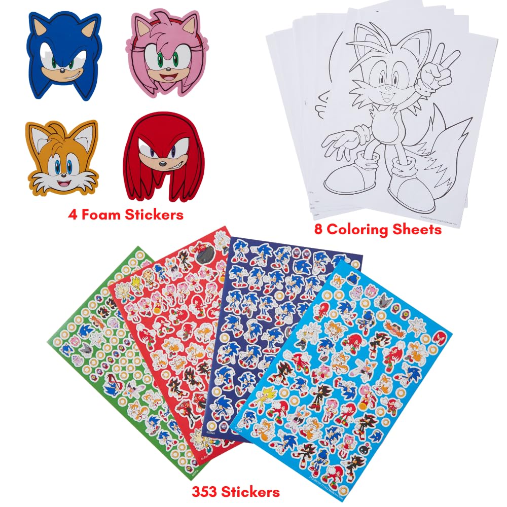 Innovative Designs Sonic The Hedgehog Coloring Art Set For Kids With Stickers And Stampers, 150+ Pieces