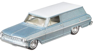 1964 Chevrolet Nova Panel Light Blue Metallic with White Top Fast Wagons Series Diecast Model Car by Hot Wheels