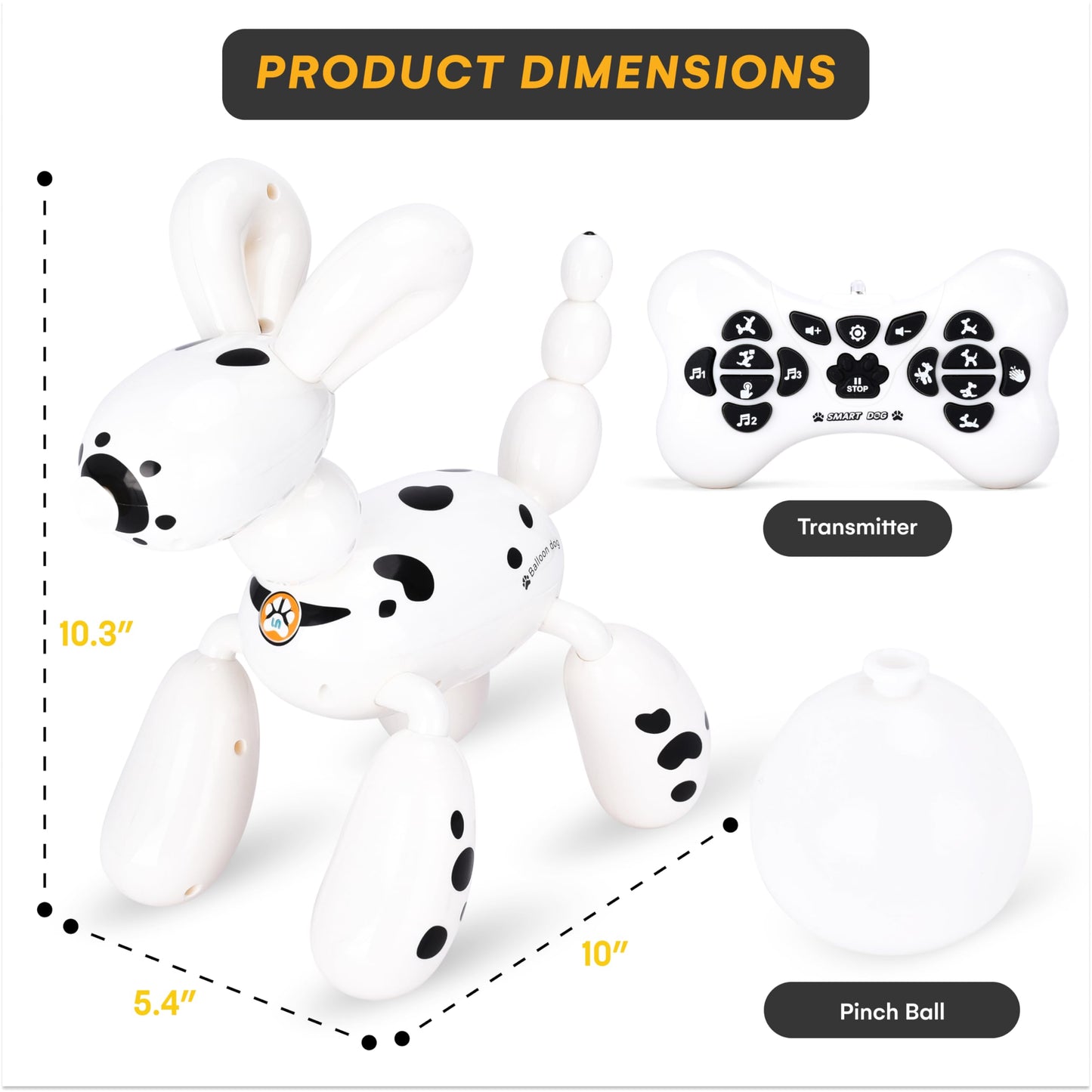 Top Race Remote Control Robot Dog - Smart Robotic Puppy Toy For Toddler - Fun Interactive Rc Dogs - Durable Plastic Material - V
