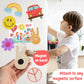 12 Pack Pre-Packaged Groovy Party Favors, Wooden Retro Cutouts with Magnets & Painting Kits for Kids, 70s Theme Birthday Decorat