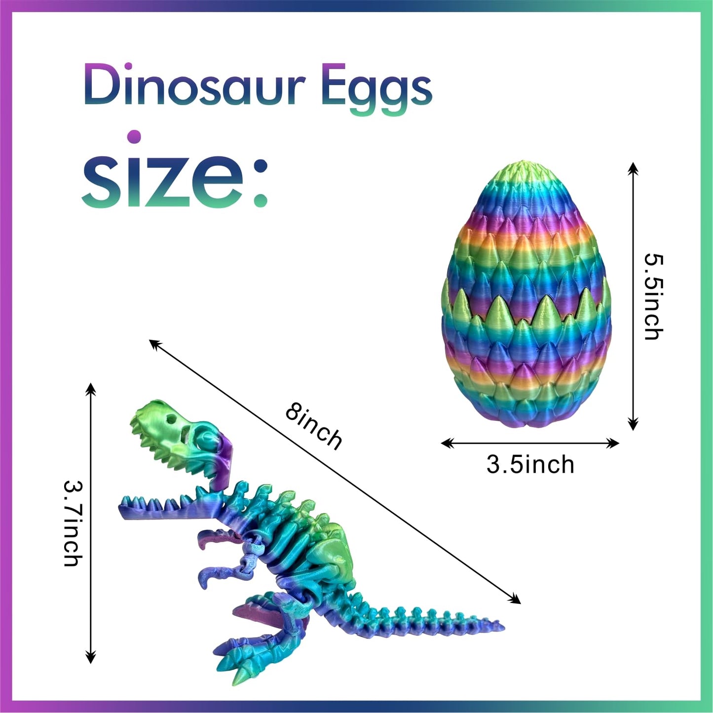 Easter Basket Stuffers - 3D Printed Dinosaur Toy, Mystery Crystal Dinosaur Egg With Articulated Tyrannosaurus Rex, Easter Basket