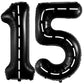 Katchon, Gaint Race Car 15 Balloon Number - 40 Inch | Black 15 Birthday Balloon | 15Th Road Birthday Decorations | 15 Year Old Balloon For 15Th Construction Birthday Decorations | Number 15 Balloon