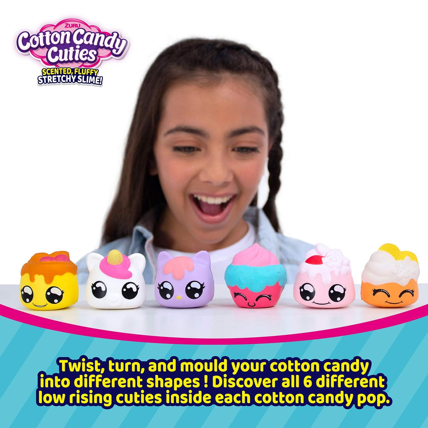 ZURU Oosh Slime Cotton Candy Cuties Series 2, Green, Scented, Soft, Stretchy, 1 Pack, Model 8628E, Collectible Slow Rise Toy