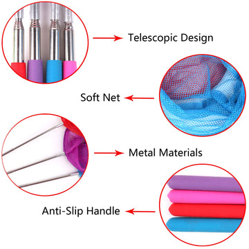 Kiseer 7 Pieces Colorful Telescopic Kids Fishing Net Butterfly Net Catching Insects Bugs Nets Beach Toys For Kids Outdoor Playing