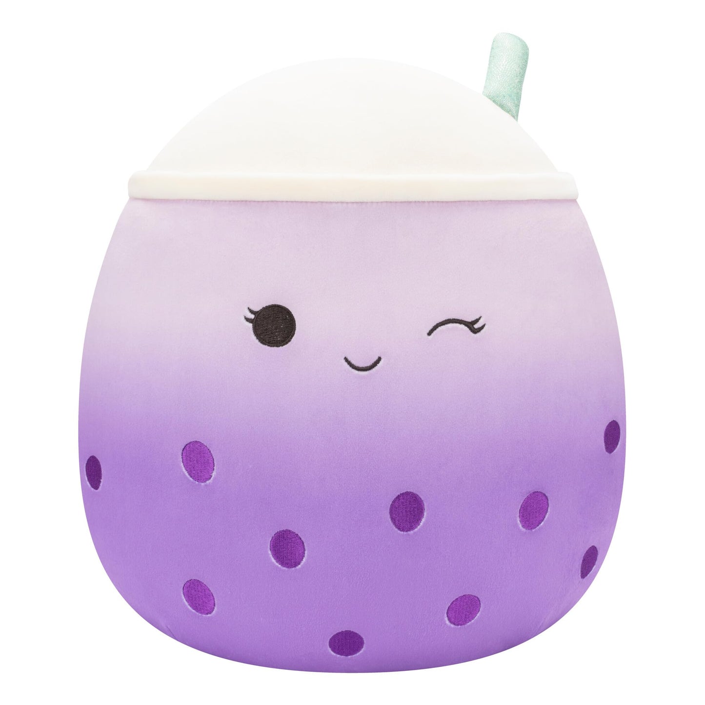 Squishmallows Original 12-Inch Poplina Purple Boba Tea Plush - Small, Polyester, Purple with Blue Stripes, Model SQCR06150