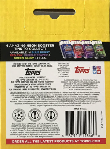 Topps Match Attax 2022/23 - Uefa Champions League, Football Cards - Tin Mini Collection, Red Ray
