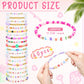 Yesaior 60 Pcs Colorful Friendship Bracelet, Stackable Elastic Cute Beaded Bracelets Preppy Bracelets Bulk Set For Women Gift (F