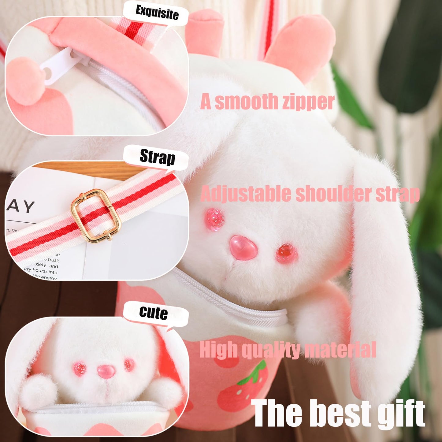 Xerun Cute Rabbit Stuffed Animals?Premium Plush Puppy Stuffed Animal With Backpack 10 Inch Stuffed Rabbit And Bag Gift For Kids(