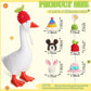 Geyoga 6 Pcs Mini Goose Outfits Hat Thanksgiving Christmas Porch Goose Knitted Hats 7 Inch with Adjustable Strap(Bunny)