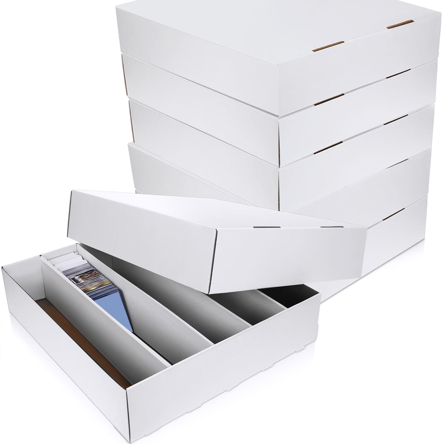 Yexiya 12 Pcs 5000 Count Card Storage Boxes For Trading And Gaming Cards White Cardboard Organizer With Divider Collector Holder