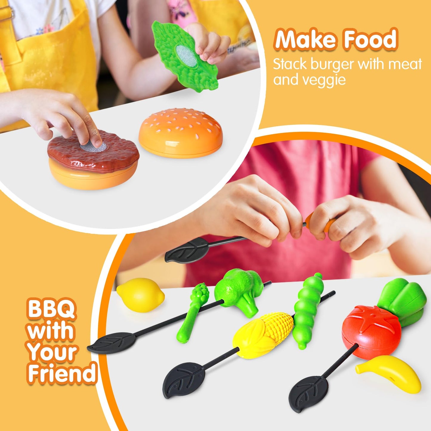 79Pcs Bbq Grill Set For Kids - Kitchen Playset With Realistic Spray, Light & Sound - Interactive Toddler Toy For Boys Girls - Ch