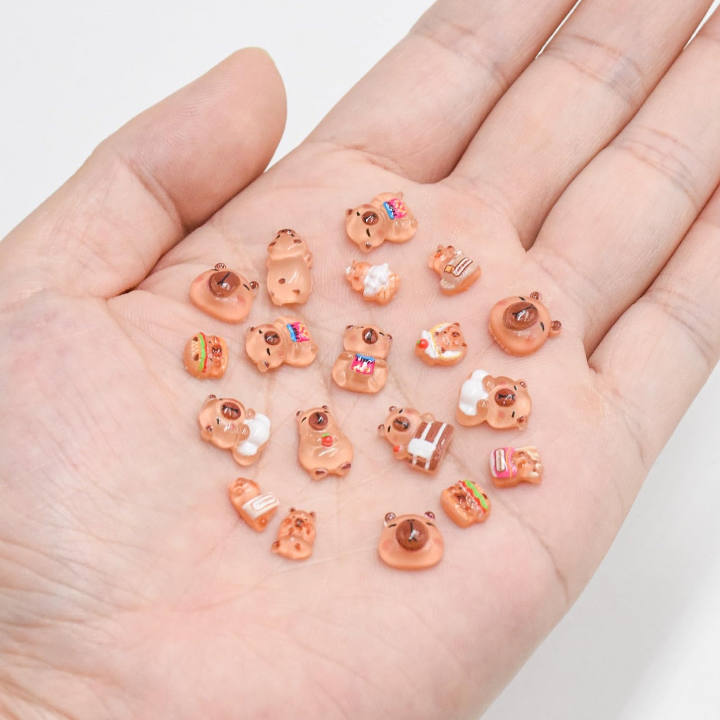 WOZADU 200 PCS Mini Resin Capybara Figurines for Crafts Luminous Tiny Resin Animal Miniature Things for Dollhouse Fairy Garden Micro Landscaping Decoration Cake Toppers Decor