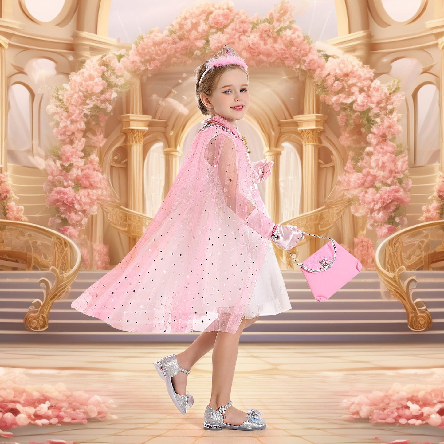 Fedio Princess Cape Set,12Pcs Princess Dress Up Clothes For Little Girl, Princess Dresses For Girl 3-8 Years Birthday Gift