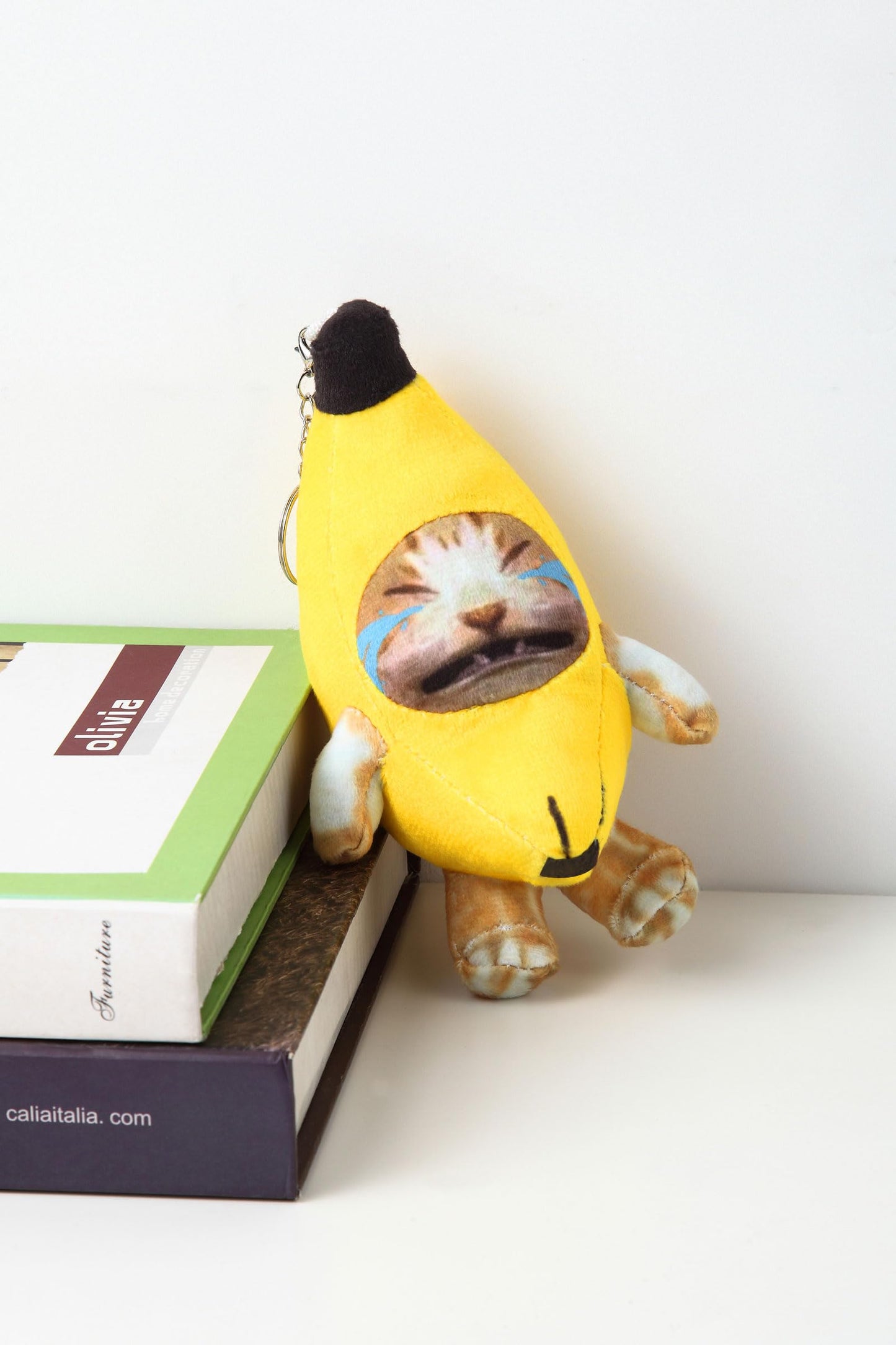 Crying Banana Cat Plush Keychain, Happy Funny Baby Sound Cat Stuffed Animal Ornaments (Cry)