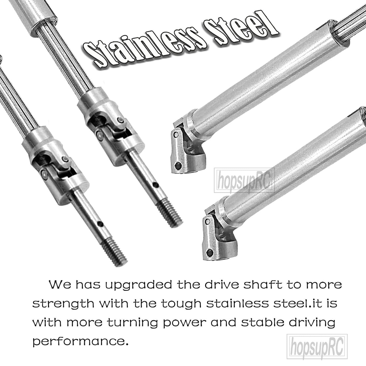 hopsupRC CVD Upgrades Part for 1/10 Slash/Rustler/Stampede/Hoss 2WD,Stainless Steel Rear Drive Shaft CVD & Front Axles,Alloy Alu
