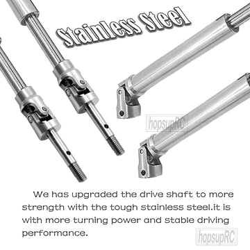 hopsupRC CVD Upgrades Part for 1/10 Slash/Rustler/Stampede/Hoss 2WD,Stainless Steel Rear Drive Shaft CVD & Front Axles,Alloy Alu