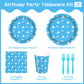 AURORAPARTY 120 Pcs Blue Sky Paper Plates Birthday Party Tableware Set White Cloud Napkins Forks Cartoon Story Party Decorations