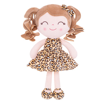 Gloveleya Baby Dolls Soft Snuggly First Baby Girl Gifts Plush Doll With Light Skin & Leopard Dress 12Inches Animal Series