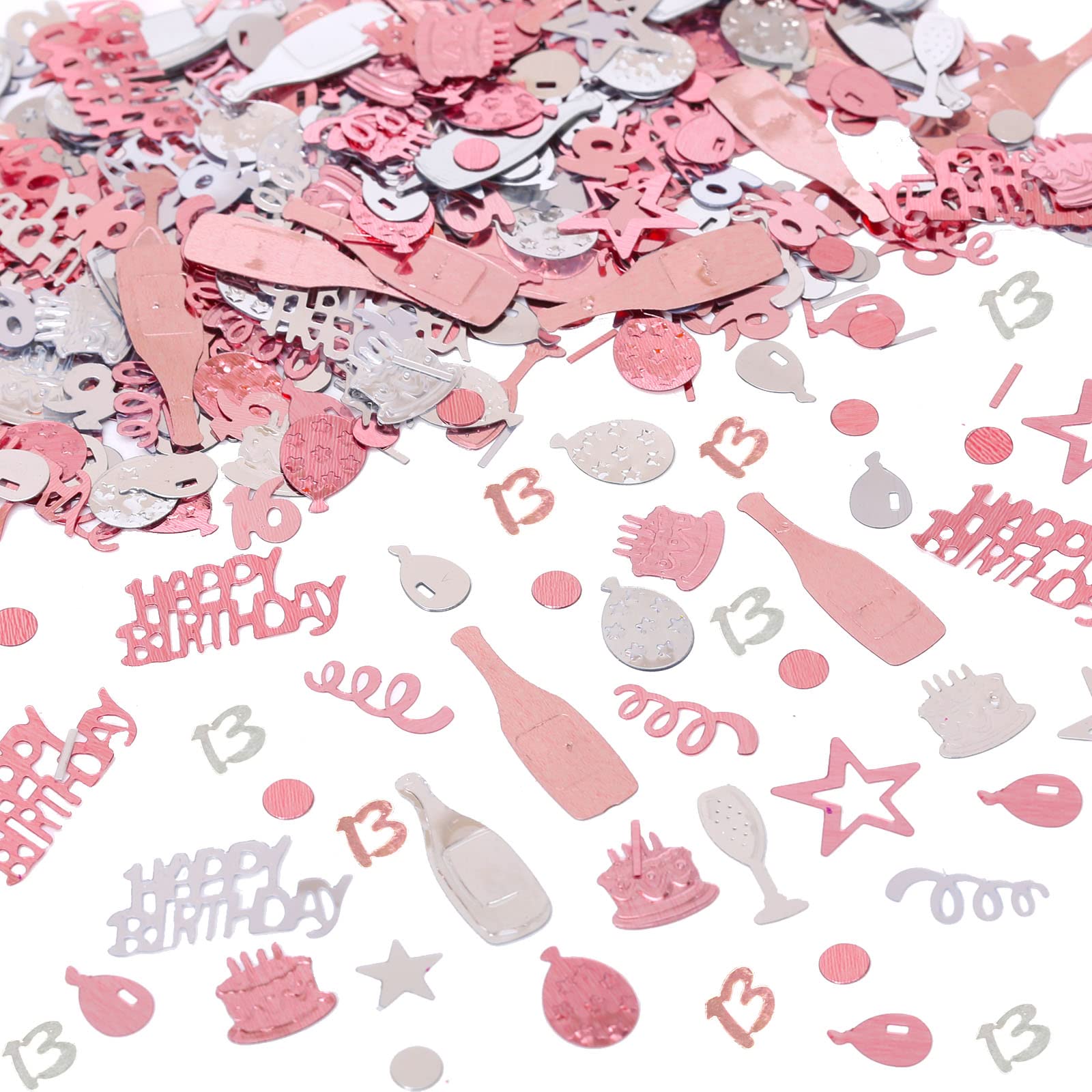 13th Birthday Confetti Rose Gold Number13 Happy Birthday Party Confetti Metallic Foil Balloon Star Birthday Cake Table Scatter C