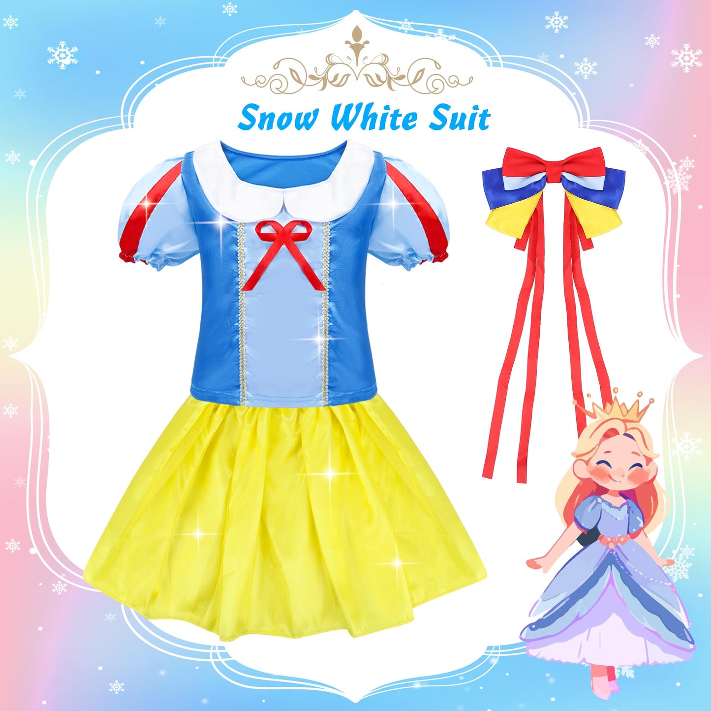 16 Pcs Princess Dress Up Clothes for Little Girl Role Play Costume Gift Set, Princess Mermaid Pretent Play Outfit Toys for Toddl