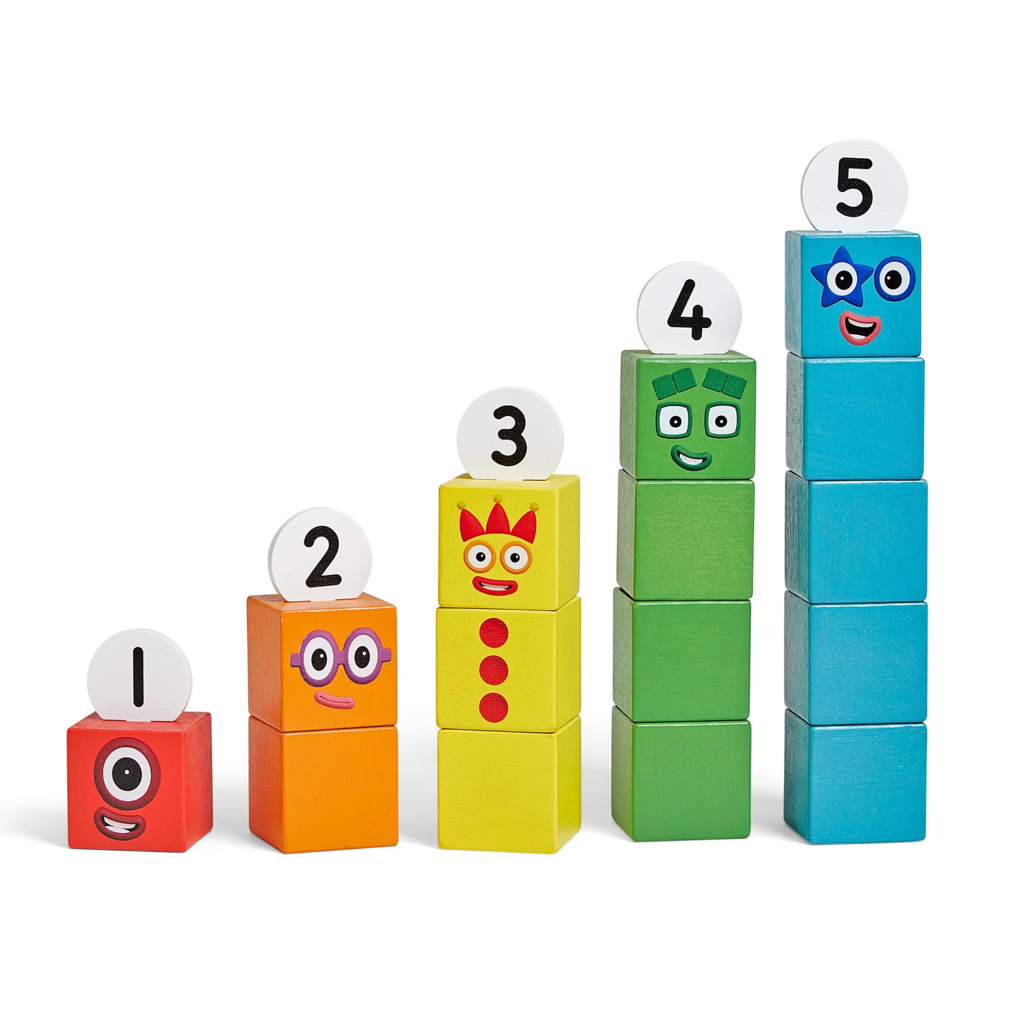 hand2mind Wooden Numberblocks 1-5 Building Blocks, Large Multicolor Mo ...