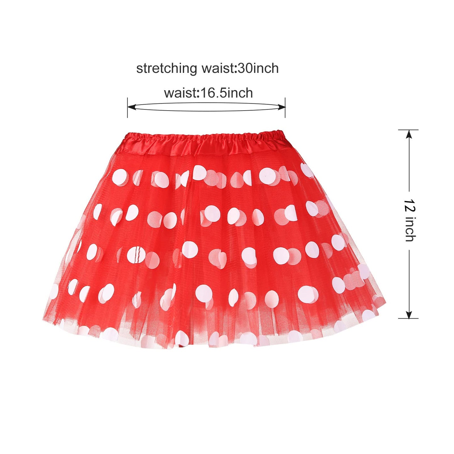 Cumwoen Polka Dots Tutu With Mouse Ears Headband Girls Halloween Costume Birthday Dress Up Accessories Red