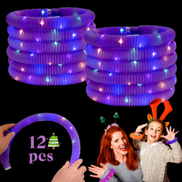 Purple 12 Pack Light Up Party Favors Supplies,Bulk Glow Sticks Bracelet,Necklace Accessories For Kids,Birthday Return Gifts Trea
