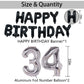 Naninuneno 34Th Black Silver Birthday Party Decorations For Men Women, Happy 34 Birthday Party Supplies With Black Happy Birthda