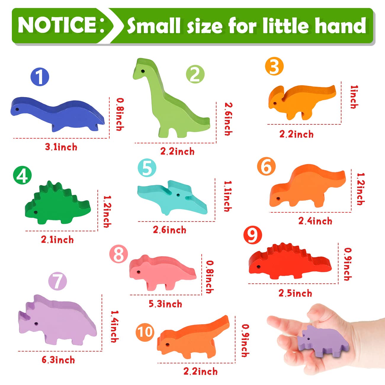 HahaGift Dinosaur Toys for Kids 3-5 Year Old Boys Gifts, Wooden Stacking Toddler Toys for 2 3 4 5 6 Year Old Boys Toys, Montesso