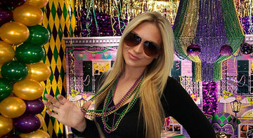 Dondor Enterprises Festive Metallic Beaded Necklaces (72 Pack, GREEN, GOLD, PURPLE)