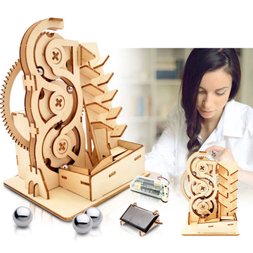 Solar 3D Wooden Puzzle Marble Run DIY Model Kit Craft Sets Educational Wood Mechanical Building Toys STEM Science Experiments Projects Birthday Gift for mature-themed Men Kids Age 8 10 12 14+