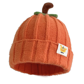 Pumpkin Knitted Beanie Hat Winter Thick Warm Soft Cute Hat Capfor Infant Kids Toddler Boys Girls for Halloween Christmas Orange