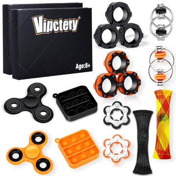 Vipctery 12Pcs Fidget Toys For Kids Adhd Autism Toys Adults Office Cool Gadgets Desk Toys Fidgets For Classroom Magnetic Rings S