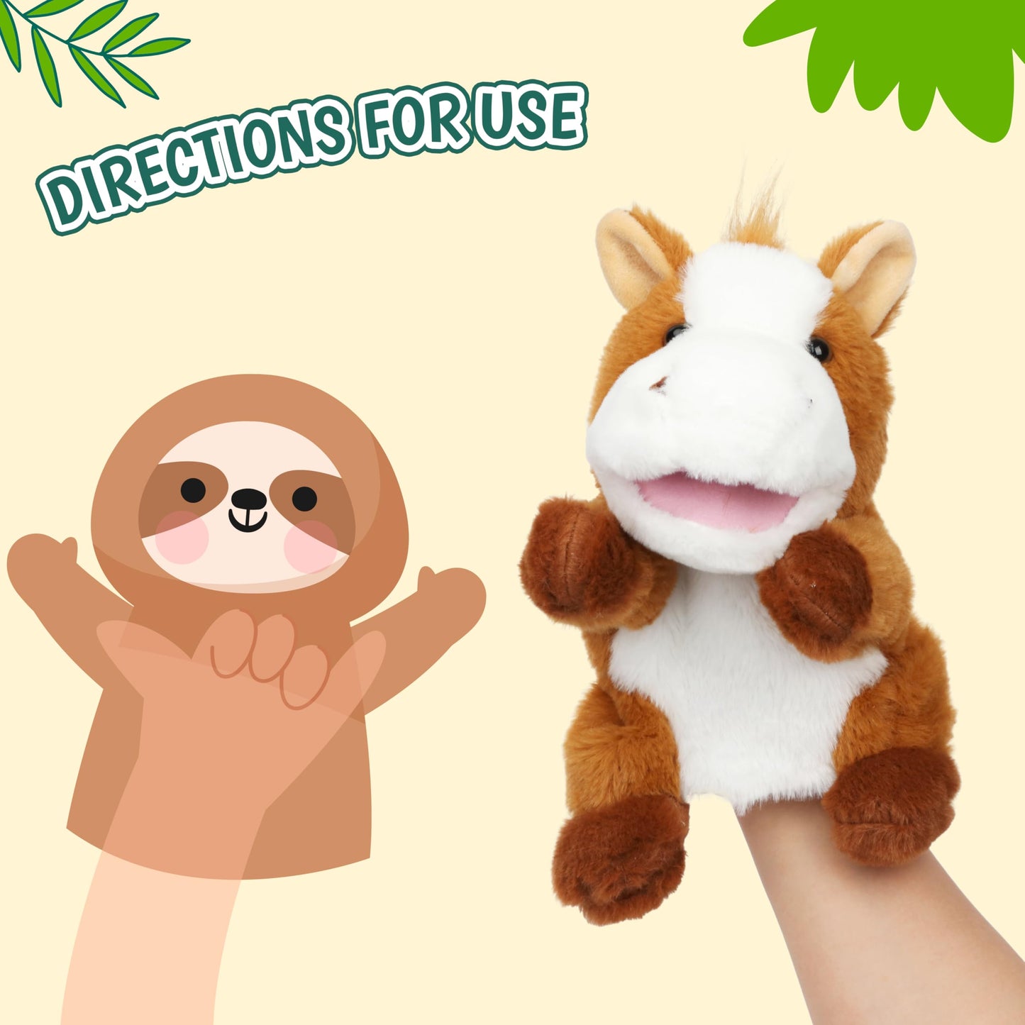 Easfan Horse Hand Puppet With Movable Mouth Interactive Storytelling Cute Soft Plush Toy Creativity And Imagination Easter Chris