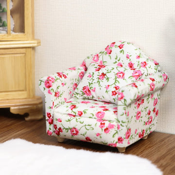 Dollhouse Couch With Pillow 1 12 Scale Miniature Sofa Arm Chair Living Room Furniture Wooden Fabric Frame Single Reading Chair A