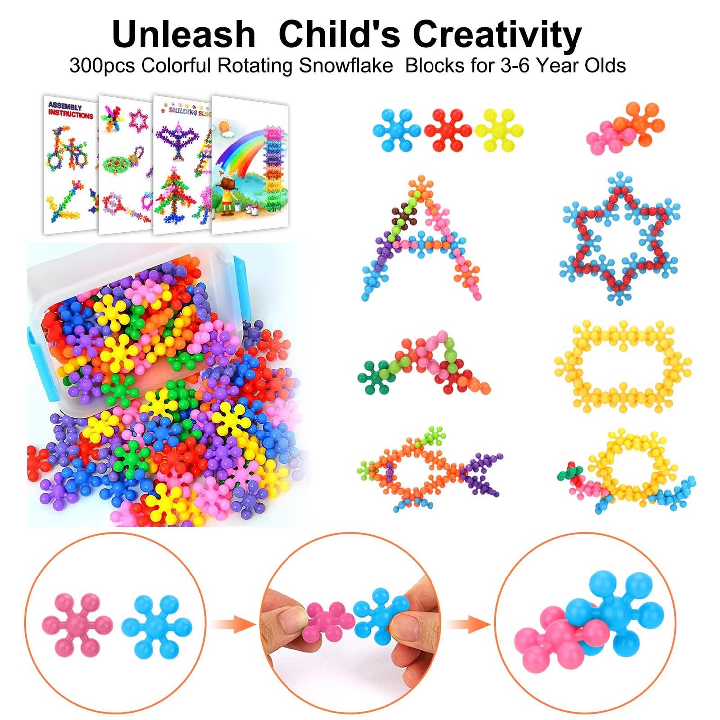 Faldaa 400 Pieces Building Blocks Kids Stem Toys Educational Building Toys Discs Sets Interlocking Solid Plastic Building Blocks