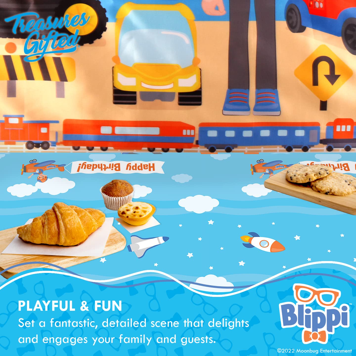 Treasures Gifted Officially Licensed Blippi Birthday Party Supplies - Pack Of 1 - Blippi Tablecloth 54In X 108In - Blippi Party