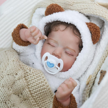 Ksbd Realistic Reborn Baby Doll - 20 Inch Lifelike Reborn Baby Boy With Rooted Hair In Bear Onesie, Handmade Gift For Kids And C