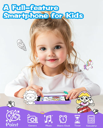 MOMILLA Toys Kids Smart Phone, Birthday Gifts for Girls, Kids Phone with 3.97'' Touchscreen, 16 GB Storage & Front Camera Mini P