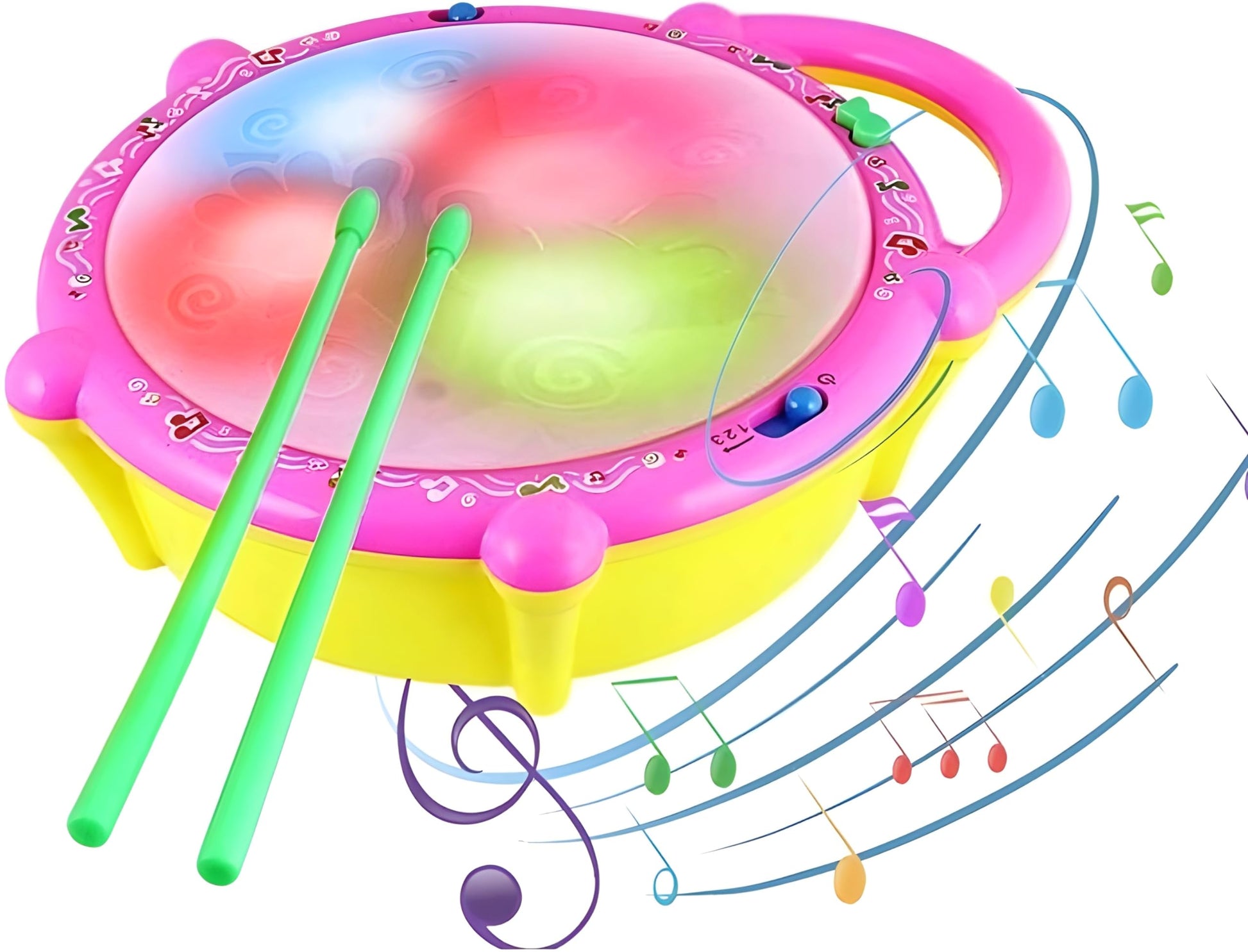 Zenex Store Flash Drum Musical Toys For Kids 3D Flash Drums Toy Kids With Lights & Musical,